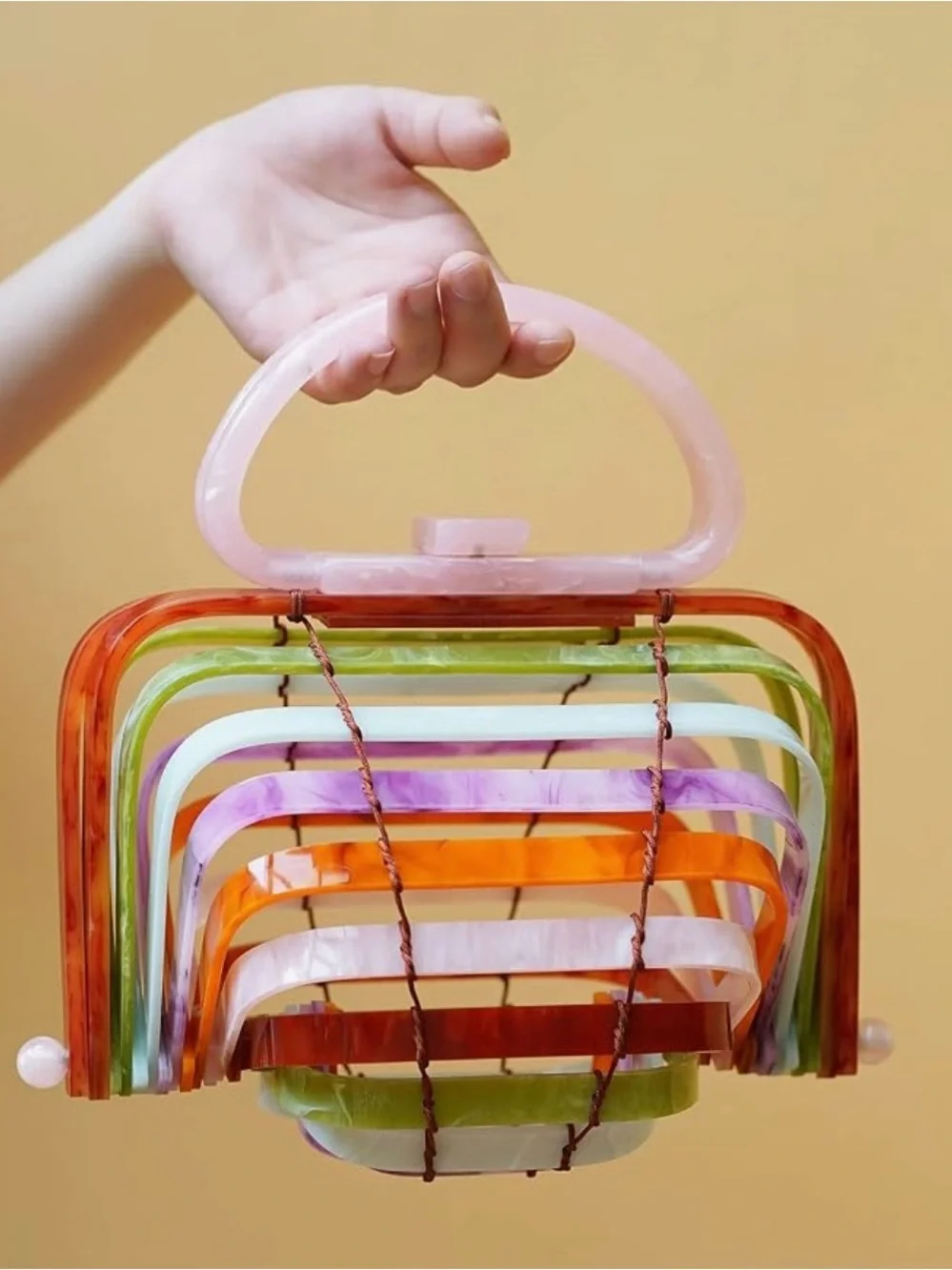 Sorozien Colorful Multi-Arch Acrylic Handbag - Pastel & Orange